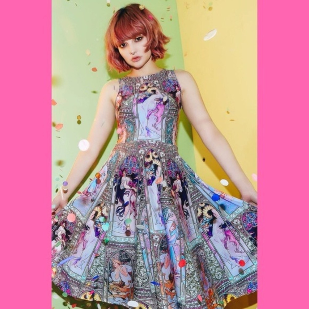 BlackMilk Mucha Four Seasons Princess Midi Dress -Size Small